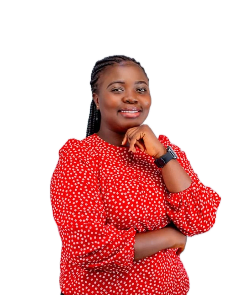 Founder of ANU Foundation, wearing a red patterned blouse